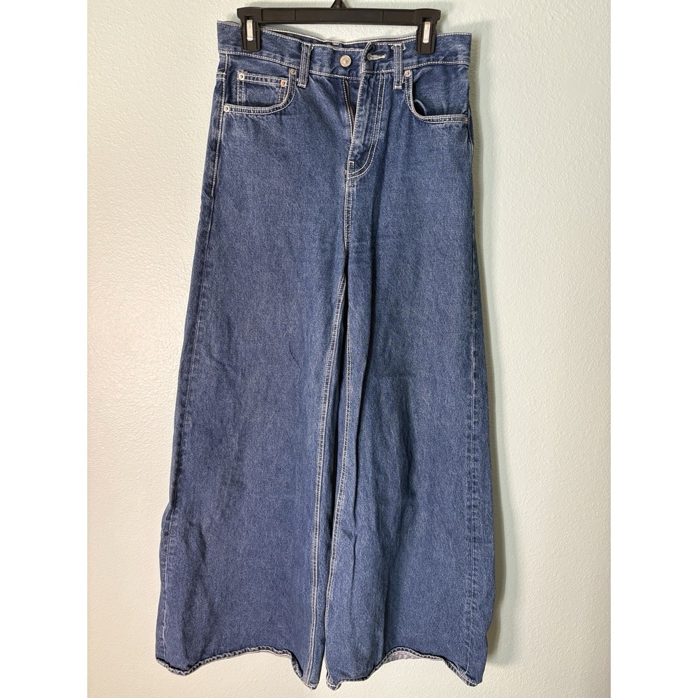 Zara Premium Denim Trinny Vintage High Waisted Extra Wide Leg Jeans Blue Size 4